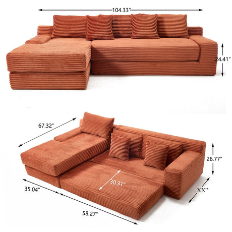 Modern L - Shaped Sectional Couch With Memory Foam HouseOfZazla