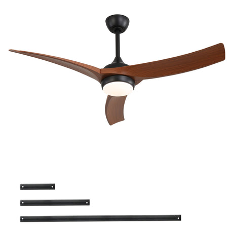Ceiling Fan With 3 Blades, Remote Control, Reversible DC Motor, Dimmable Light, And Timer - Black HouseOfZazla