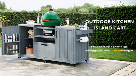 K&K 66.5" Outdoor Kitchen Island for Big Green Egg Grills HouseOfZazla