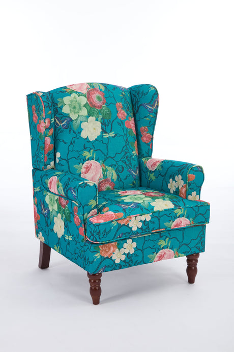 Modern Accent Chair with Retro Wood Legs - Floral HouseOfZazla