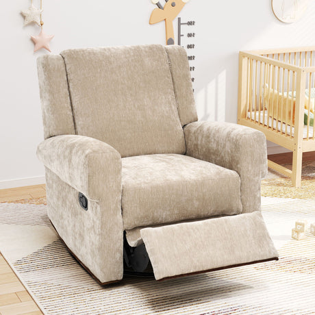 Manual Recliner Chair With Swivel Rocker Function, Dual Recline Angles HouseOfZazla