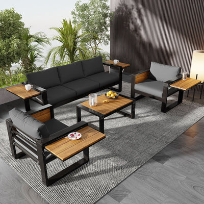 Aluminum Frame Large 4-Piece Outdoor Patio Furniture Set for 5 Person