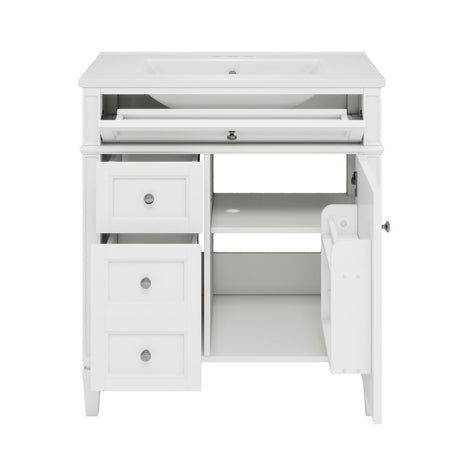 Bathroom Vanity With Top Sink, Modern Bathroom Storage Cabinet With 2 Drawers And A Tip-Out Drawer HouseOfZazla
