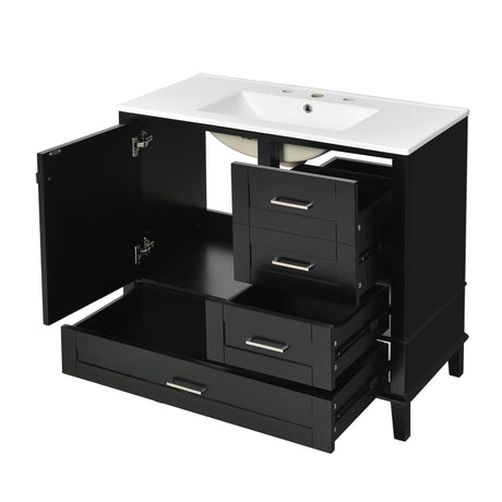 Bathroom Vanity, Modern Bathroom Cabinet With Sink Combo Set, Bathroom Storage Cabinet With A Soft Closing Door And 3 Drawers, Solid Wood Frame HouseOfZazla