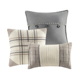 7 Piece Herringbone Comforter Set Neutral Queen