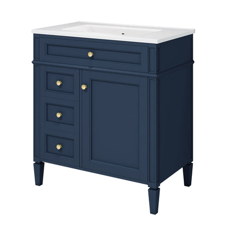Bathroom Vanity With Medicine Cabinet, Royal Mirror Cabinet, Modern Bathroom Storage Cabinet With 2 Soft Closing Doors And 4 Drawers HouseOfZazla