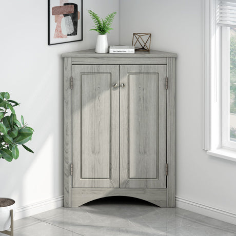 Triangle Bathroom Storage Cabinet With Adjustable Shelves, Freestanding Floor Cabinet For Home Kitchen HouseOfZazla