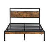 Platform Bed Frame With Wooden Headboard And Footboard, USB Liner
