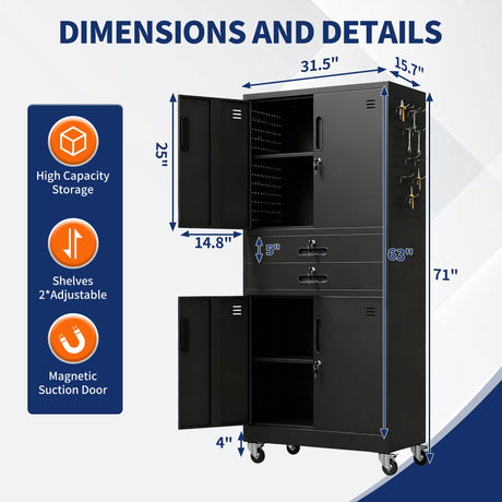 Metal Storage Cabinet with Two Drawers and Locking Doors HouseOfZazla