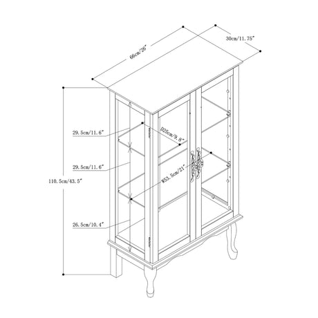 Curio Cabinet Lighted Curio Diapaly Cabinet With Adjustable Shelves And Mirrored Back Panel, Tempered Glass Doors (3 Tier), (E26 Light Bulb Not Included) HouseOfZazla