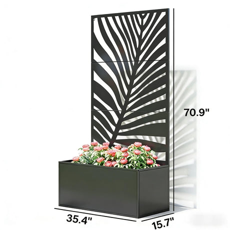 Outdoor Raised Garden Bed with Privacy Screen and Metal Planter Box HouseOfZazla