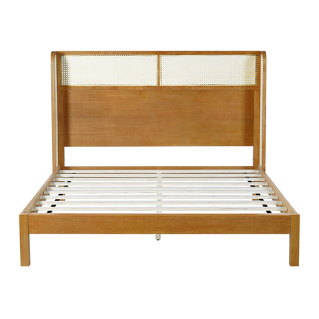 Premium Rubber Wood Platform Queen Bed Frame with Headboard HouseOfZazla