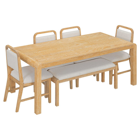 Extendable Dining Table Set With 4 Upholstered Chairs And 1 Bench HouseOfZazla