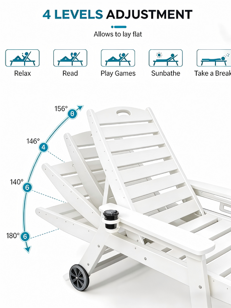 HDPE Chaise Lounge Chair Outdoor HouseOfZazla