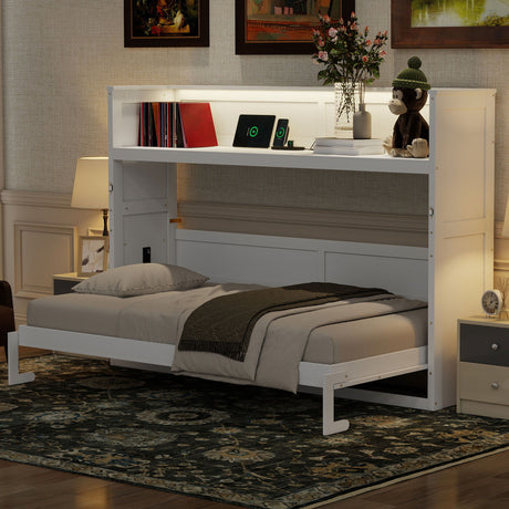 Murphy Bed With Desk, LED Light And USB Charging Station HouseOfZazla
