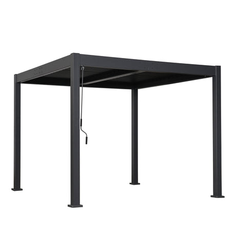 Byron Black Outdoor Pergola Aluminum with Adjustable Louvered Roof HouseOfZazla