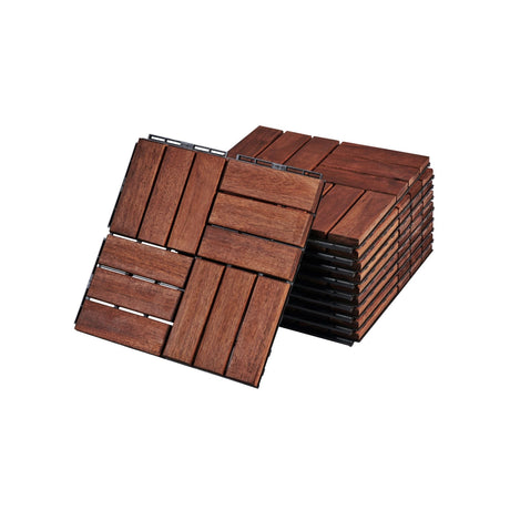 Interlocking Deck Tiles Checker Pattern, Square Acacia Hardwood Outdoor Flooring For Patio, Bancony, Pool Side HouseOfZazla