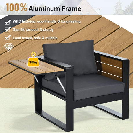 Aluminum Frame Large 4-Piece Outdoor Patio Furniture Set for 5 Person HouseOfZazla