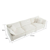 Mid-Century Modern Couch 3-Seater Sofa with Chenille Fabric
