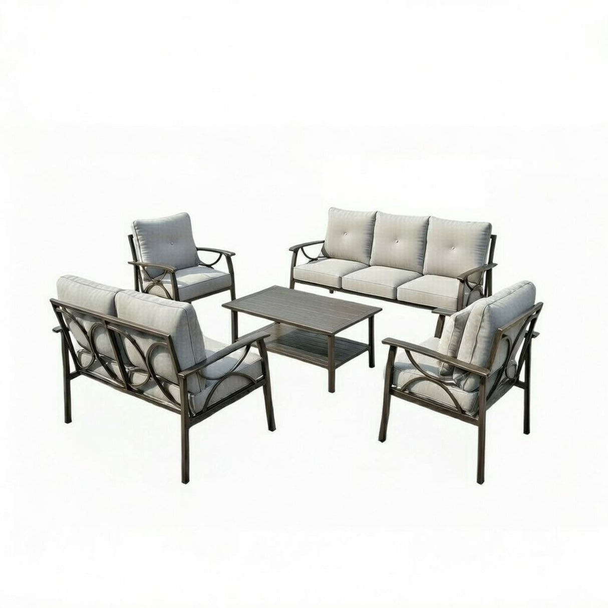 Patio Furniture Set with Coffee Table and Cushions for Backyard