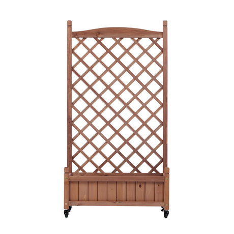 Raised Garden Bed With Trellis 2 Pack, Outdoor Planter Box & Plant Stand With Climbing Racks - Brown HouseOfZazla