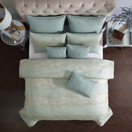 Vesta Gold Satin Circle-Quilted 7-Piece Comforter Set HouseOfZazla