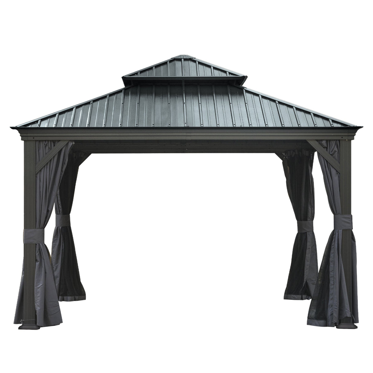 12'x12' Hardtop Gazebo Canopy with Galvanized Steel Double Roof