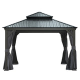 12'x12' Hardtop Gazebo Canopy with Galvanized Steel Double Roof
