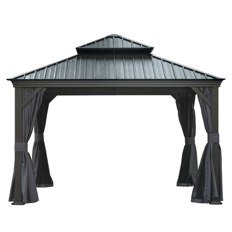 12'x12' Hardtop Gazebo Canopy with Galvanized Steel Double Roof HouseOfZazla