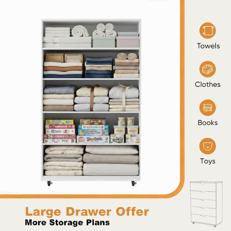 Modern 5 Drawer Dresser With Wheels HouseOfZazla