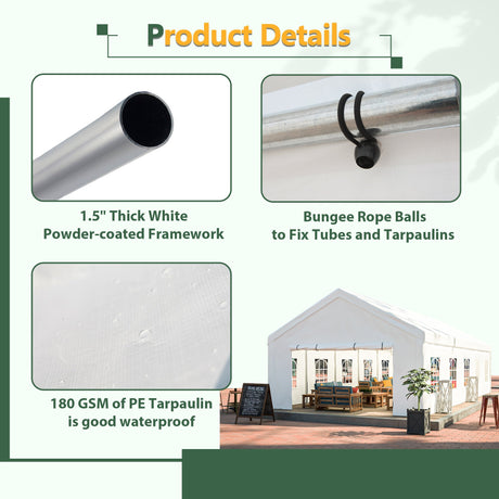 16x32 Ft Party Tent with Removable Sidewalls and Storage Bags HouseOfZazla