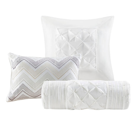 7 Piece Tufted Comforter Set White HouseOfZazla