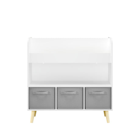 Bookshelf With 3 Bins, Storage Shelf For Toys And Books - White HouseOfZazla