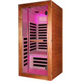 Single Person Sauna Room With LED Lighting, Epoxy Heating Plates, And Compact Design - American White Oak