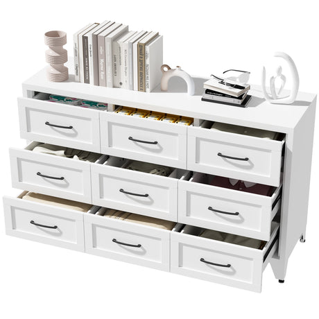 9 Drawer White Metal Dresser with Quiet-Glide Rails HouseOfZazla
