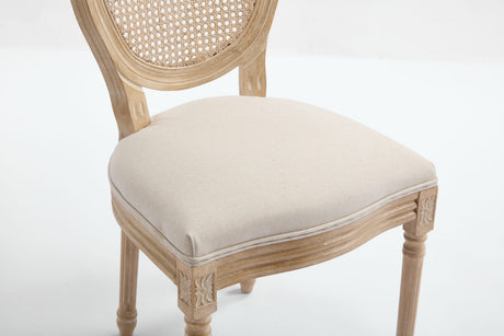 French Country Dining Chairs Set of 2 Upholstered with Rattan Back HouseOfZazla
