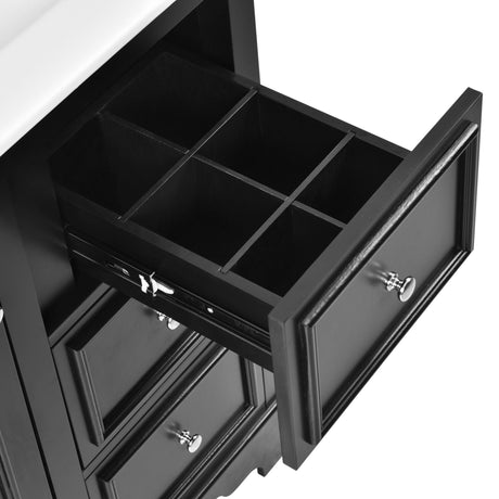 Bathroom Vanity With Sink, Modern Elegant Bathroom Storage Cabinet With 3 Drawers And Adjustable Shelves, Freestanding Vanity Set With Mirror Cabinet, Single Sink Bathroom Vanity HouseOfZazla