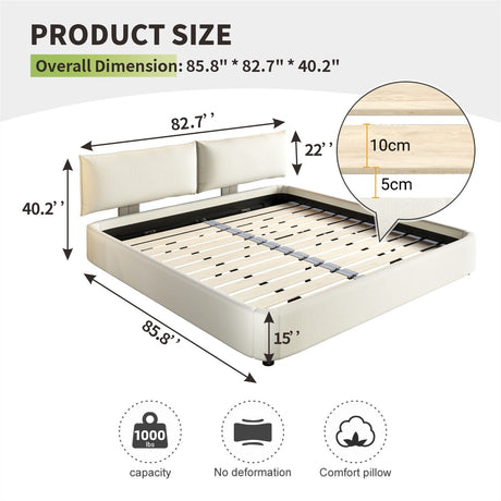 Cloud Bed Frame With Oversized Padded Movable Headboard HouseOfZazla