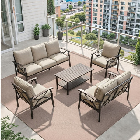 Patio Furniture Set with Coffee Table and Cushions for Backyard HouseOfZazla