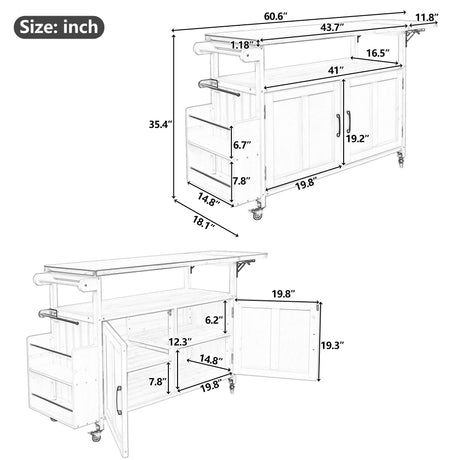 Foldable Outdoor Kitchen Island Patio Cart with Storage HouseOfZazla
