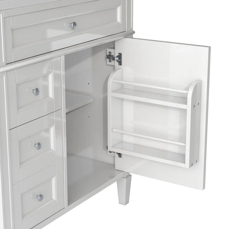 Bathroom Vanity With Medicine Cabinet, Royal Mirror Cabinet, Modern Bathroom Storage Cabinet With 2 Soft Closing Doors And 4 Drawers HouseOfZazla
