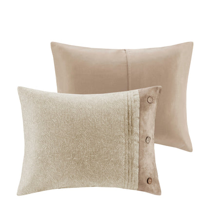 7 Piece Faux Suede Comforter Set Tan King HouseOfZazla