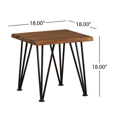 Zion Outdoor Industrial Iron Coffee Table and 2 Side Tables - Teak HouseOfZazla