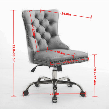 Office Chair Modern Velvet Upholstered Tufted Button (Purple) HouseOfZazla