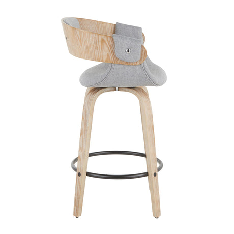 Elisa - Farmhouse Counter Stool (Set of 2) - White Washed / Gray HouseOfZazla