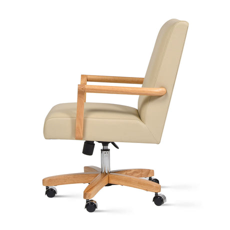 Dumont - Modern Farmhouse High Back Executive Home Office Chair - Neutral Cream Beige / Natural HouseOfZazla