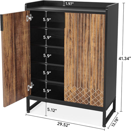 5 Tier Shoe Cabinet With Doors, Compact Entryway Storage Organizer HouseOfZazla