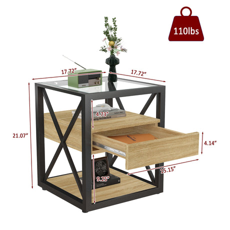 Set of 2 Modern End Tables with Drawer - Nightstands for Bedroom & Living Room HouseOfZazla