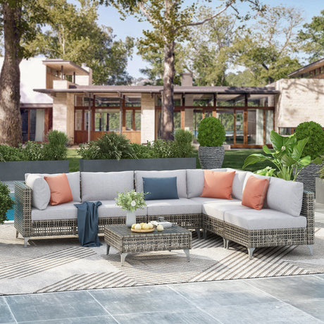 K&K 7-Piece Wicker Patio Furniture Set HouseOfZazla