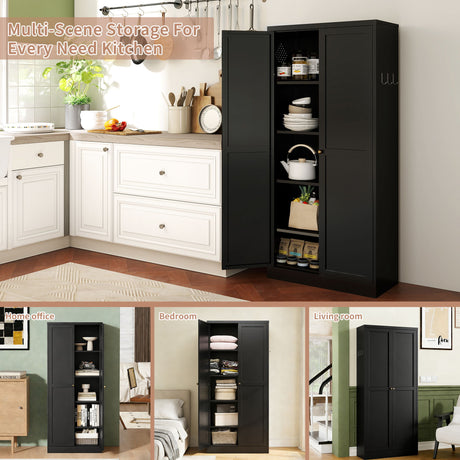 Kitchen Pantry Cabinet With 4 Adjustable Shelves, Heavy Duty Freestanding Organizer HouseOfZazla